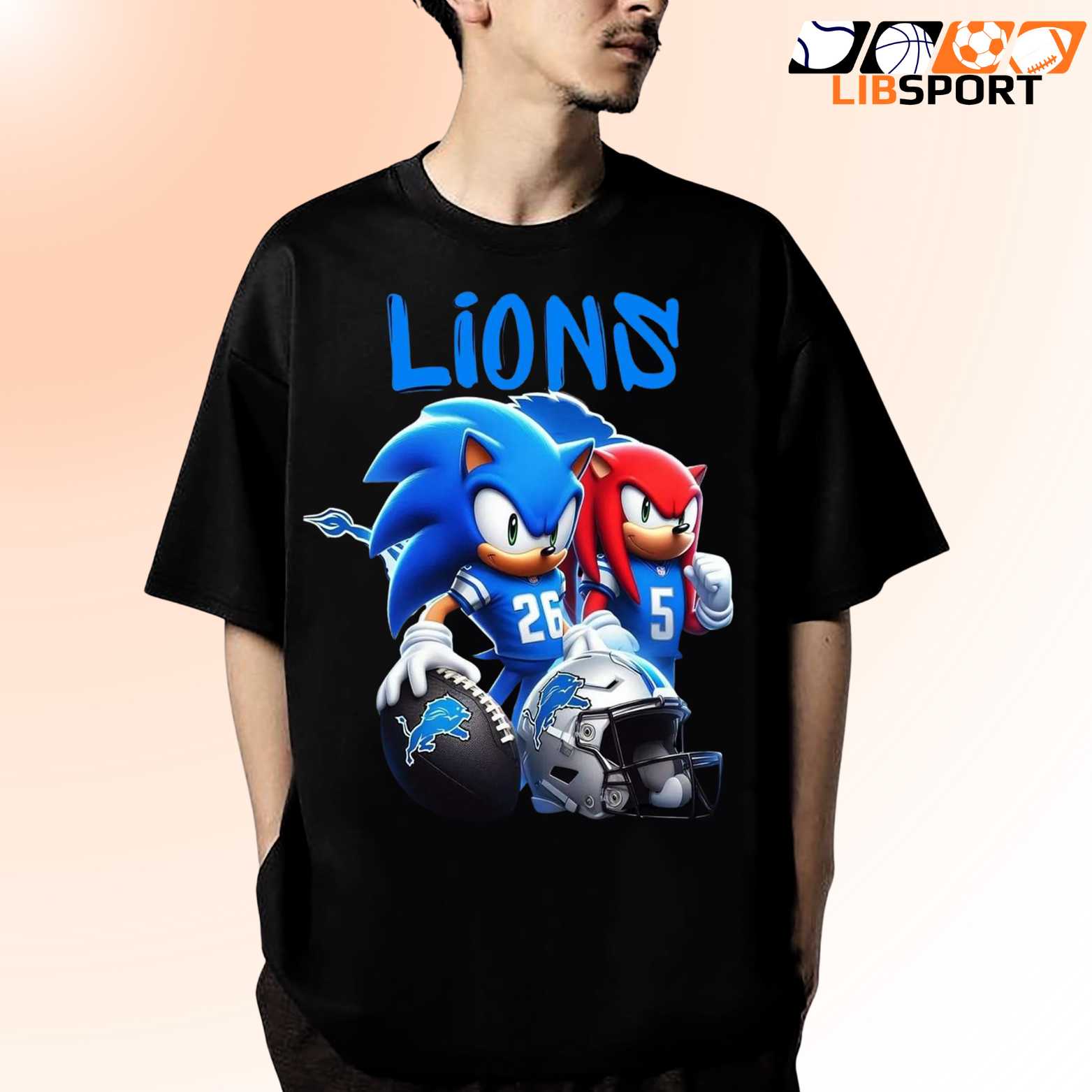 Detroit Lions Sonic T-Shirt, Nfl Football Fan Tee, Cool Game Day Streetwear Shirt